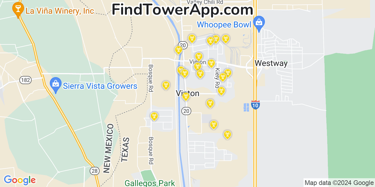 Verizon 4G/5G cell tower coverage map Vinton, Texas