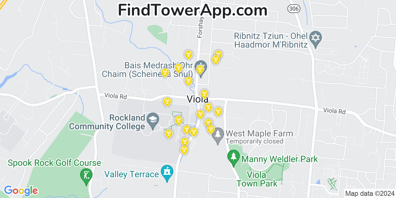 Verizon 4G/5G cell tower coverage map Viola, New York