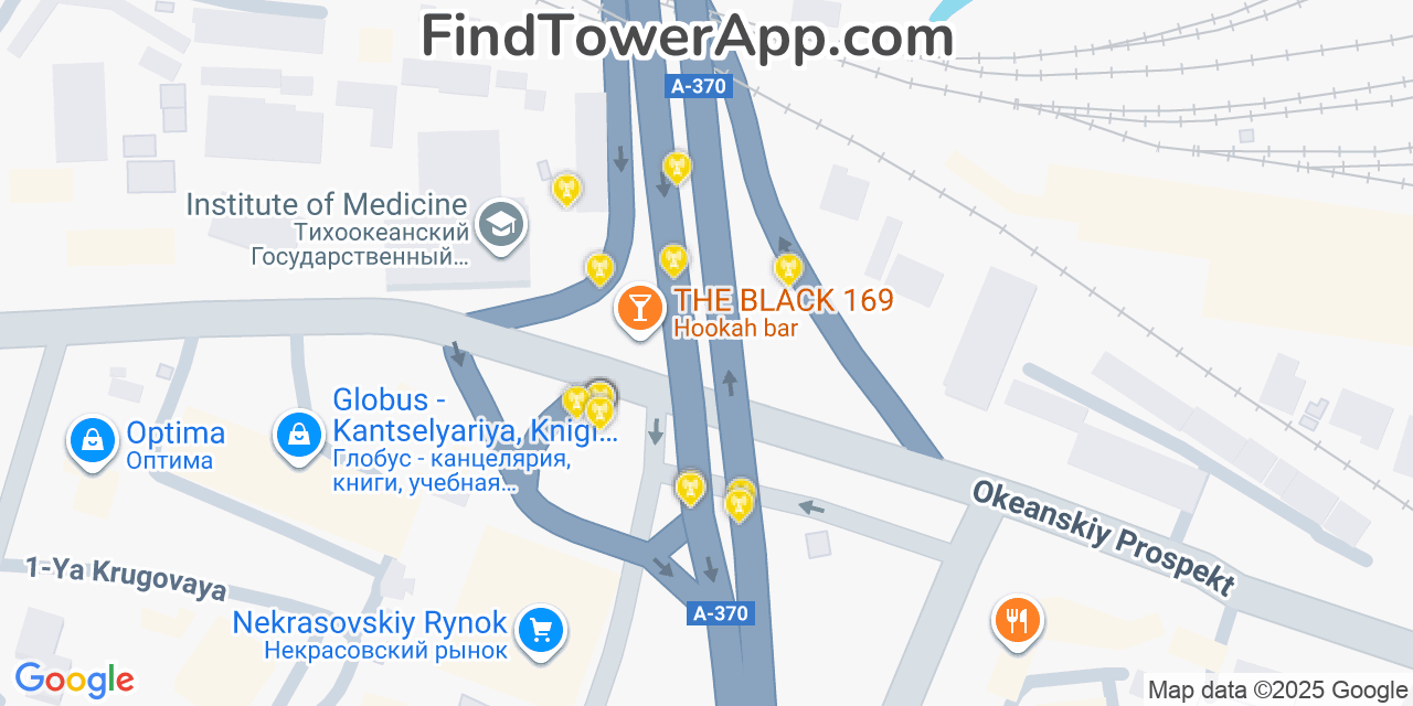 Vladivostok Cell Towers, Russia - FindTower App Coverage Maps
