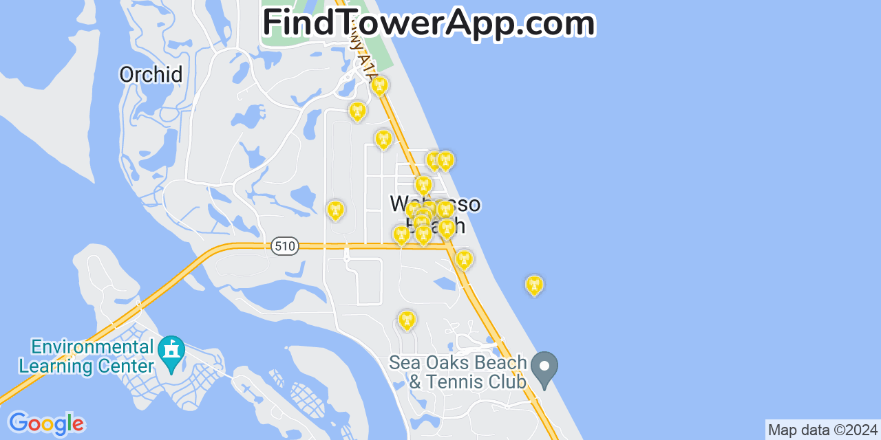 Verizon 4G/5G cell tower coverage map Wabasso Beach, Florida