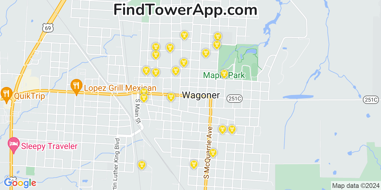 T-Mobile 4G/5G cell tower coverage map Wagoner, Oklahoma