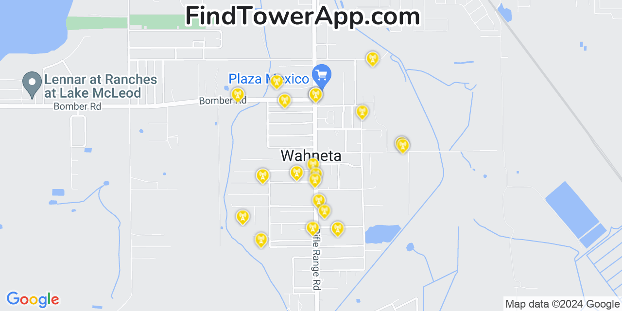 Verizon 4G/5G cell tower coverage map Wahneta, Florida