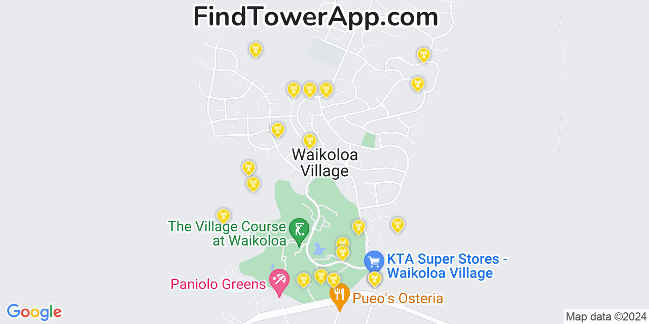 AT&T 4G/5G cell tower coverage map Waikoloa, Hawaii