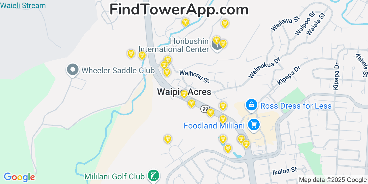 T-Mobile 4G/5G cell tower coverage map Waipio Acres, Hawaii