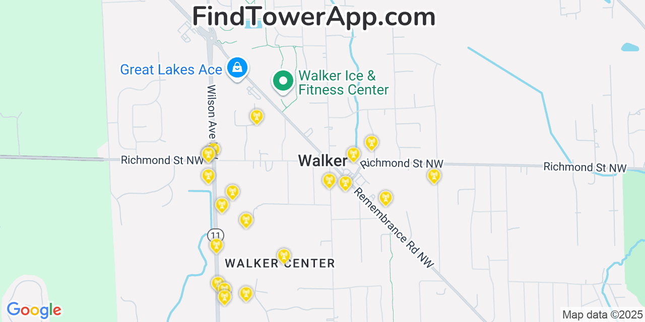 Walker Michigan Cell Tower Coverage Map