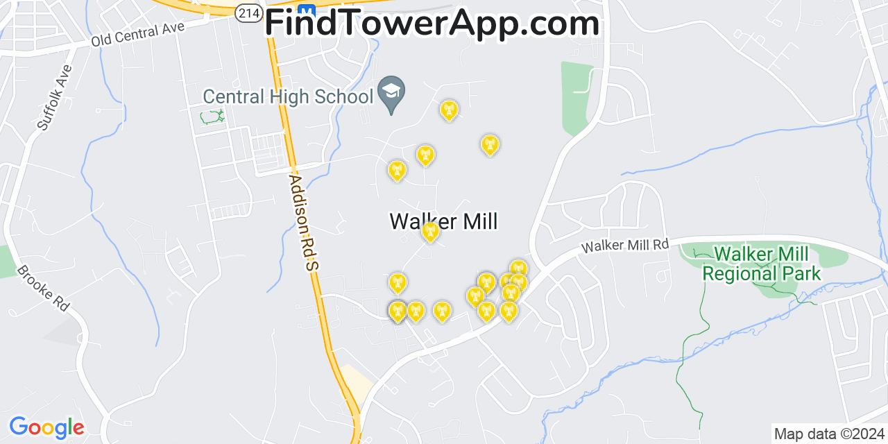 T-Mobile 4G/5G cell tower coverage map Walker Mill, Maryland