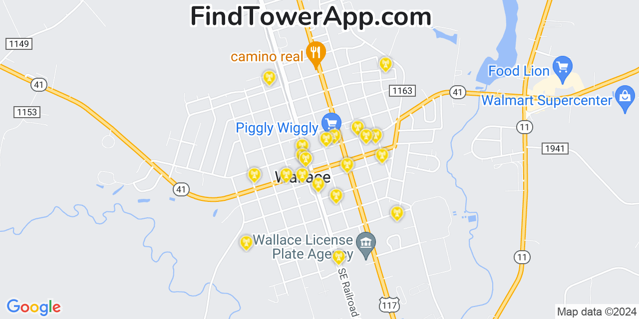 T-Mobile 4G/5G cell tower coverage map Wallace, North Carolina