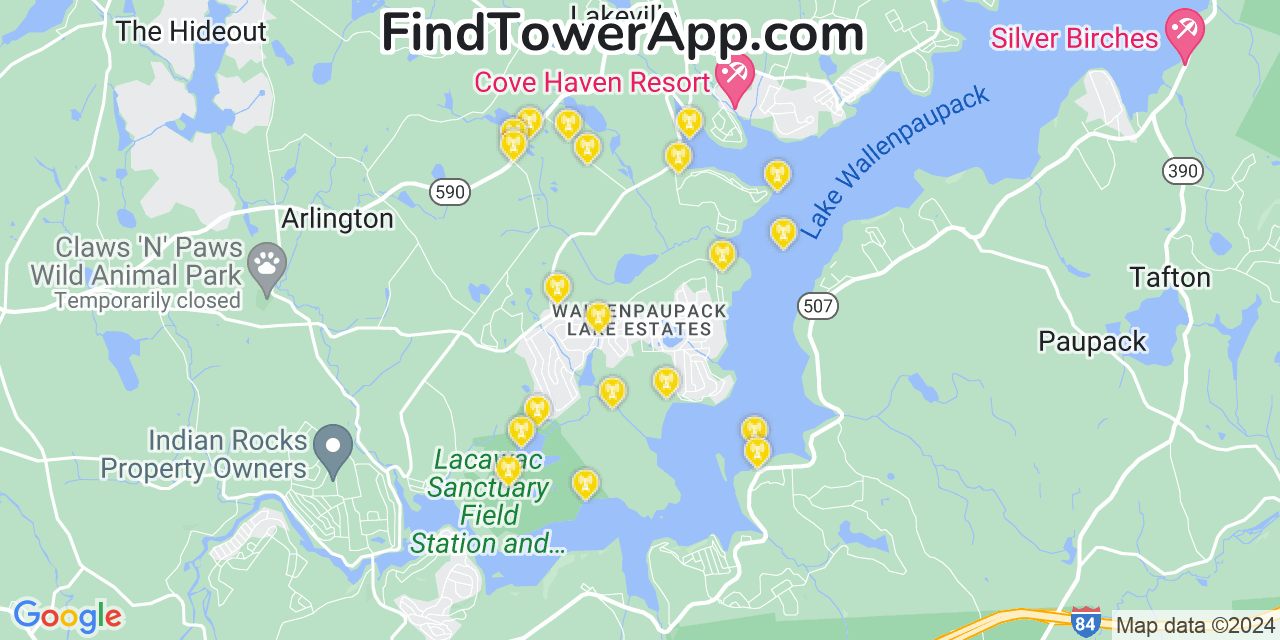 AT&T 4G/5G cell tower coverage map Wallenpaupack Lake Estates, Pennsylvania