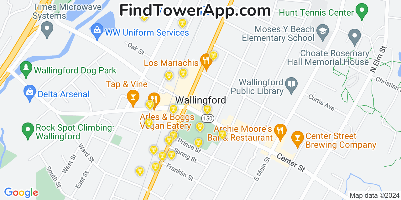 T-Mobile 4G/5G cell tower coverage map Wallingford Center, Connecticut