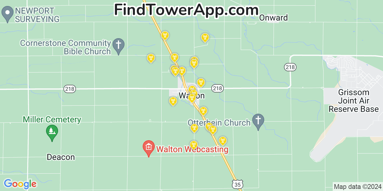 AT&T 4G/5G cell tower coverage map Walton, Indiana