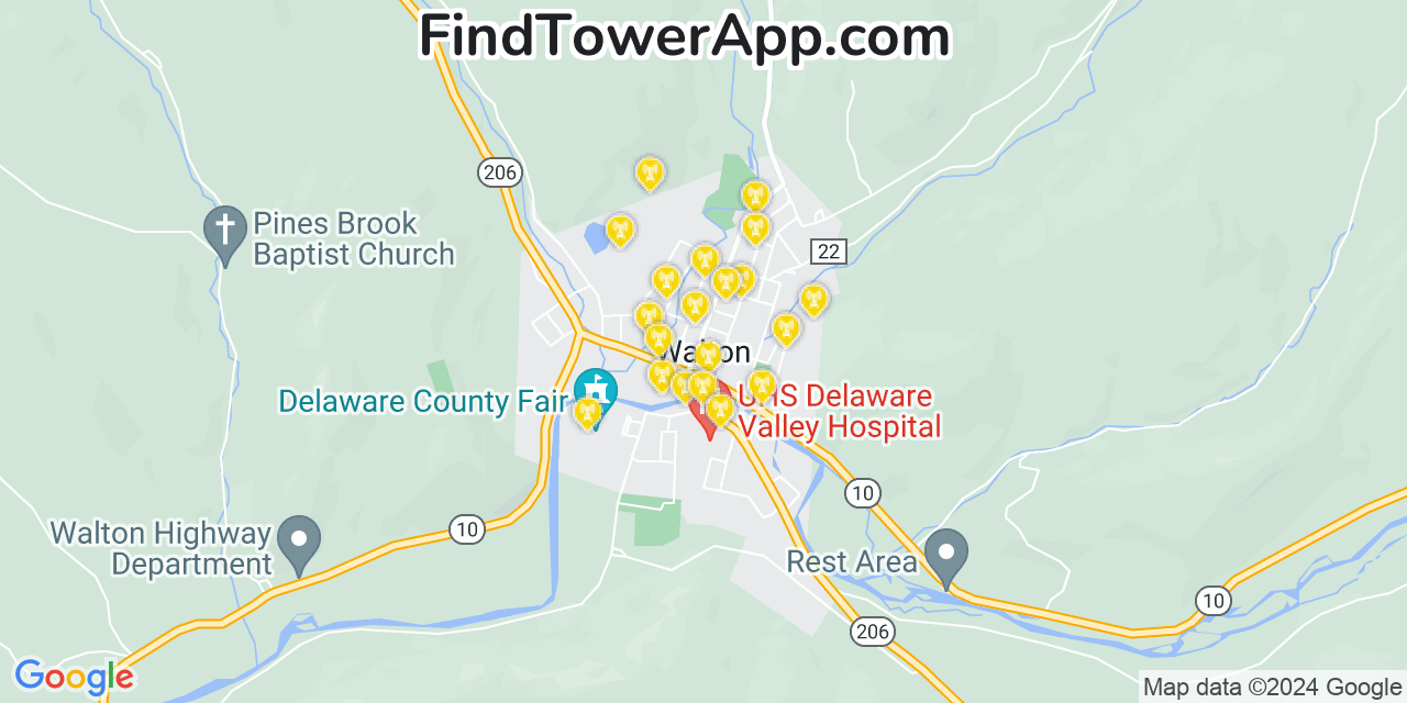 Verizon 4G/5G cell tower coverage map Walton, New York