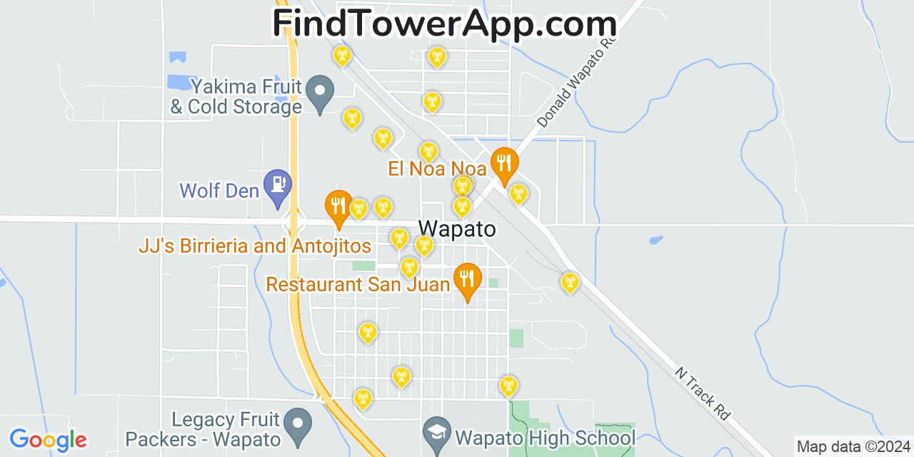 AT&T 4G/5G cell tower coverage map Wapato, Washington