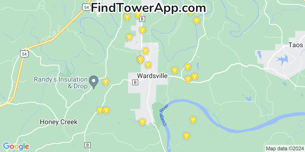 Verizon 4G/5G cell tower coverage map Wardsville, Missouri