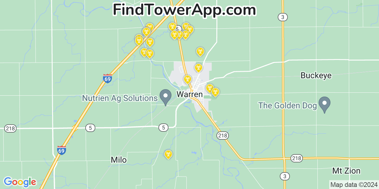 T-Mobile 4G/5G cell tower coverage map Warren, Indiana