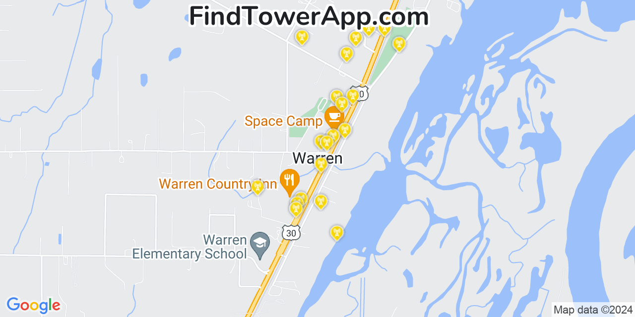 AT&T 4G/5G cell tower coverage map Warren, Oregon