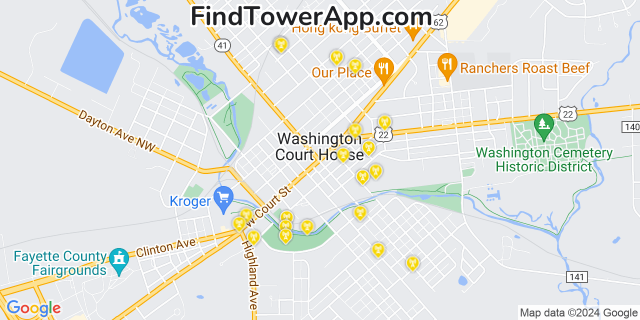 T-Mobile 4G/5G cell tower coverage map Washington Court House, Ohio