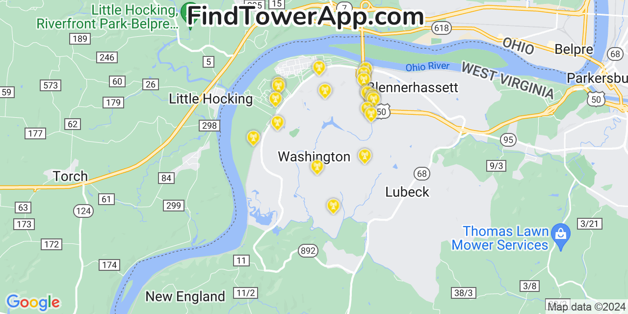 T-Mobile 4G/5G cell tower coverage map Washington, West Virginia