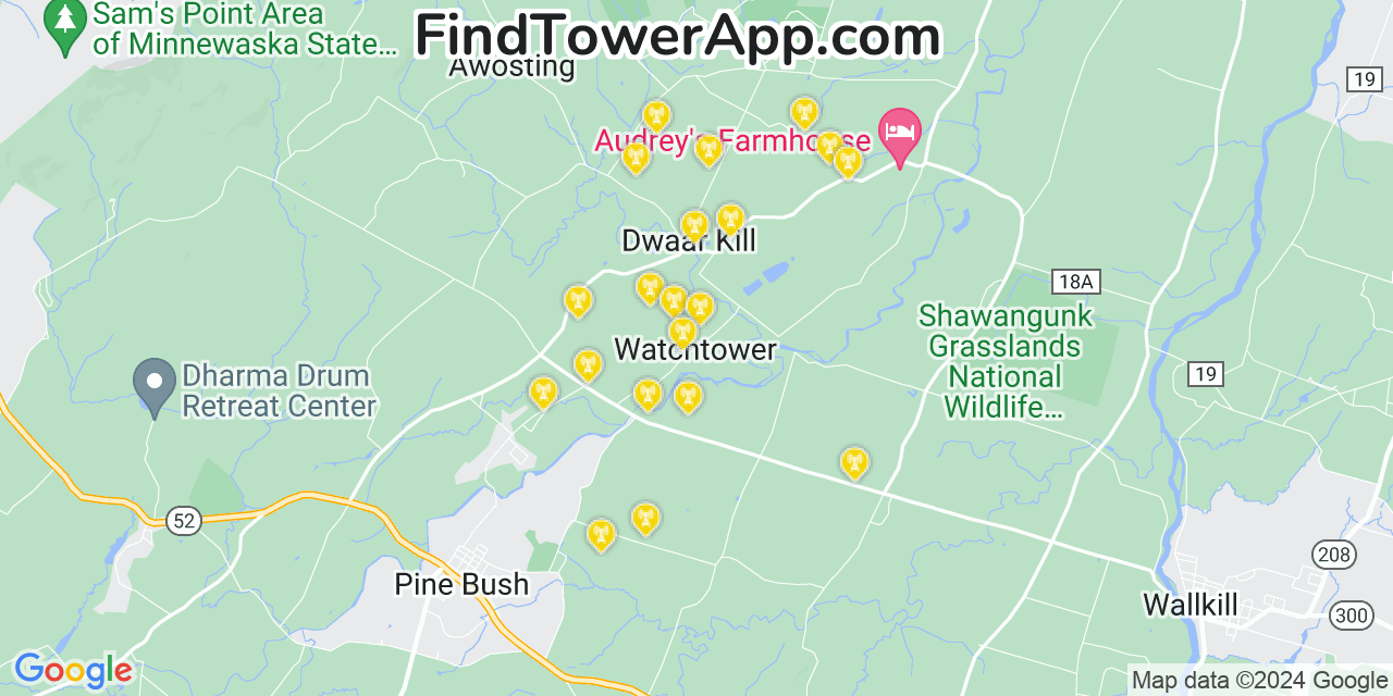 T-Mobile 4G/5G cell tower coverage map Watchtower, New York