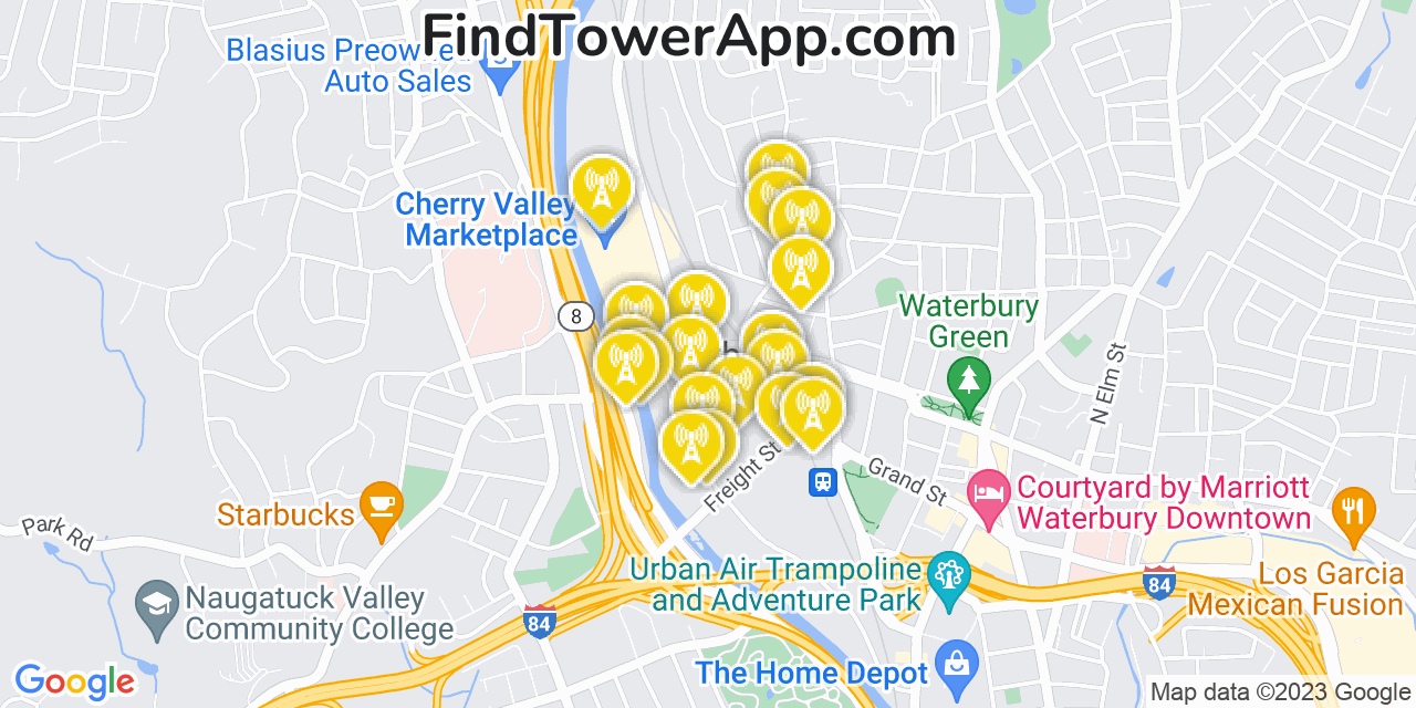 Verizon 4G/5G cell tower coverage map Waterbury, Connecticut