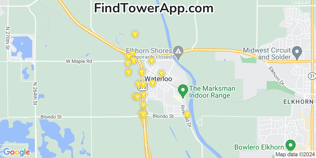 T-Mobile 4G/5G cell tower coverage map Waterloo, Nebraska