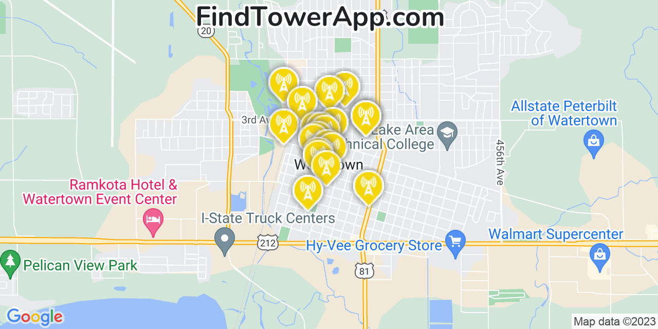 Watertown South Dakota Cell Tower Coverage Map