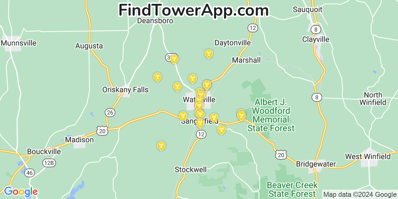 T-Mobile 4G/5G cell tower coverage map Waterville, New York