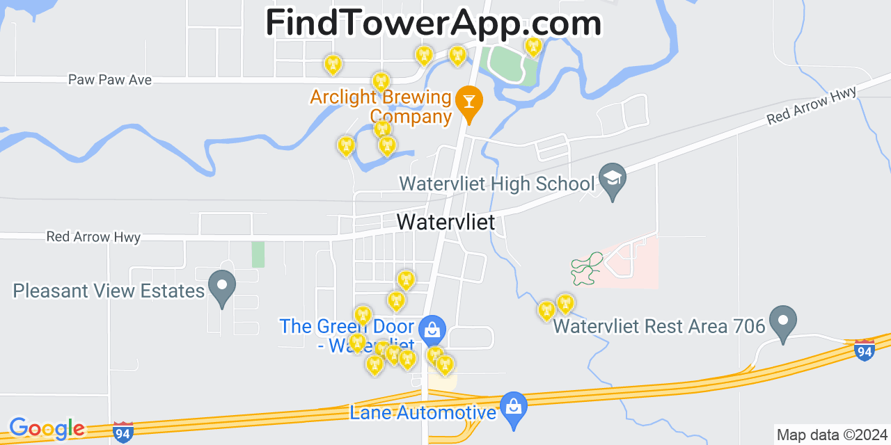 Verizon 4G/5G cell tower coverage map Watervliet, Michigan