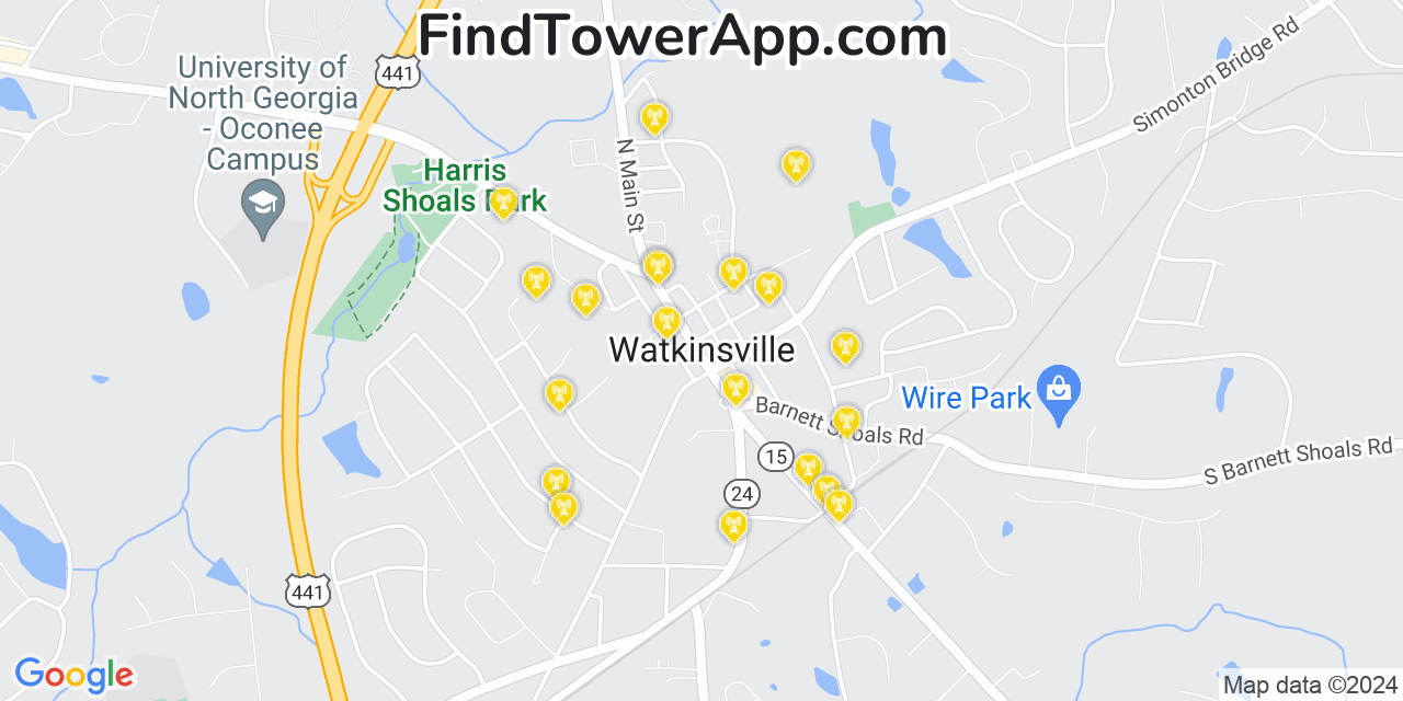 T-Mobile 4G/5G cell tower coverage map Watkinsville, Georgia