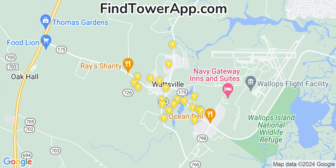 AT&T 4G/5G cell tower coverage map Wattsville, Virginia