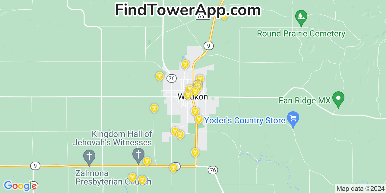 AT&T 4G/5G cell tower coverage map Waukon, Iowa