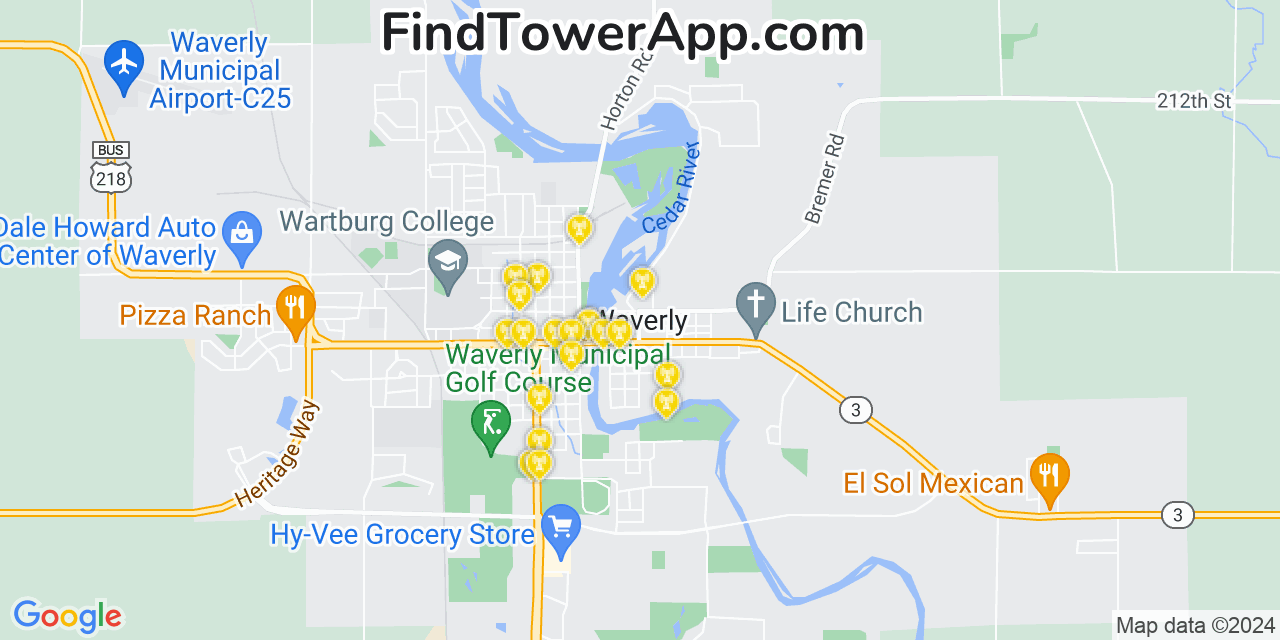 T-Mobile 4G/5G cell tower coverage map Waverly, Iowa