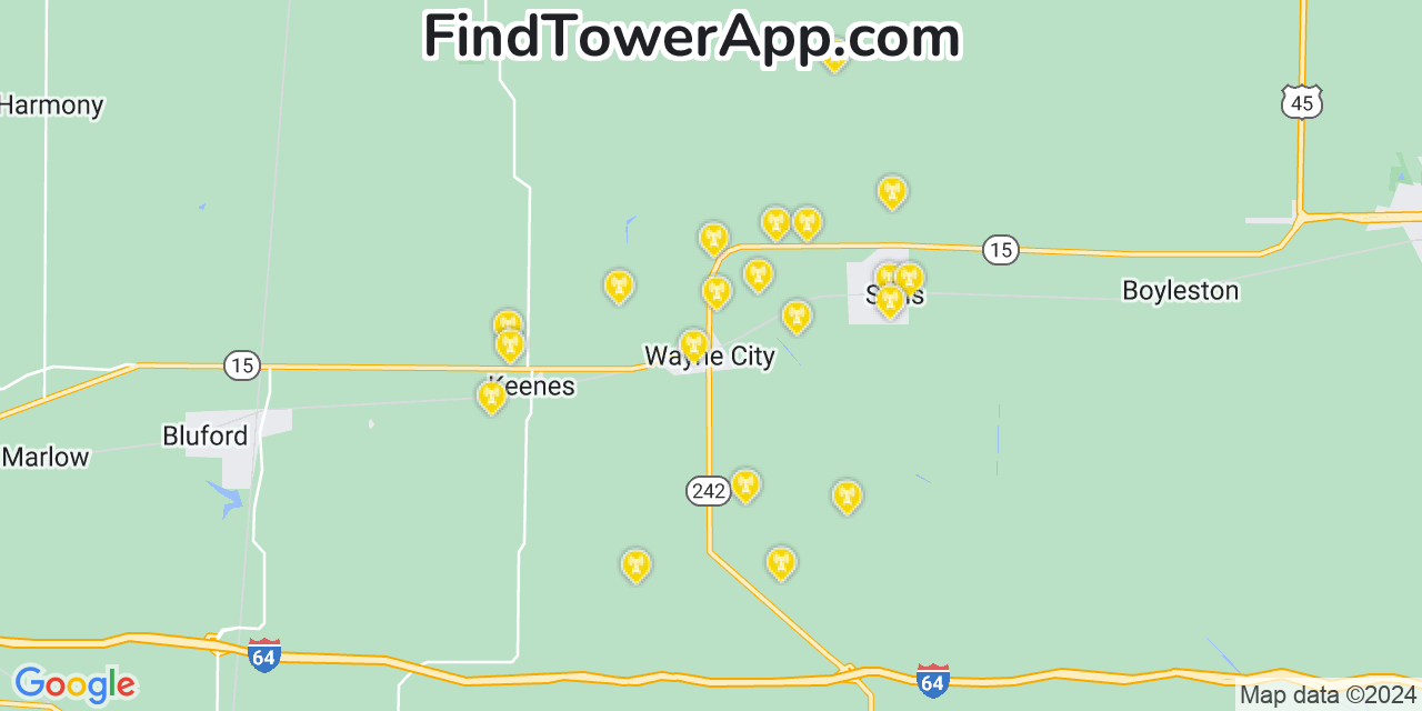 T-Mobile 4G/5G cell tower coverage map Wayne City, Illinois