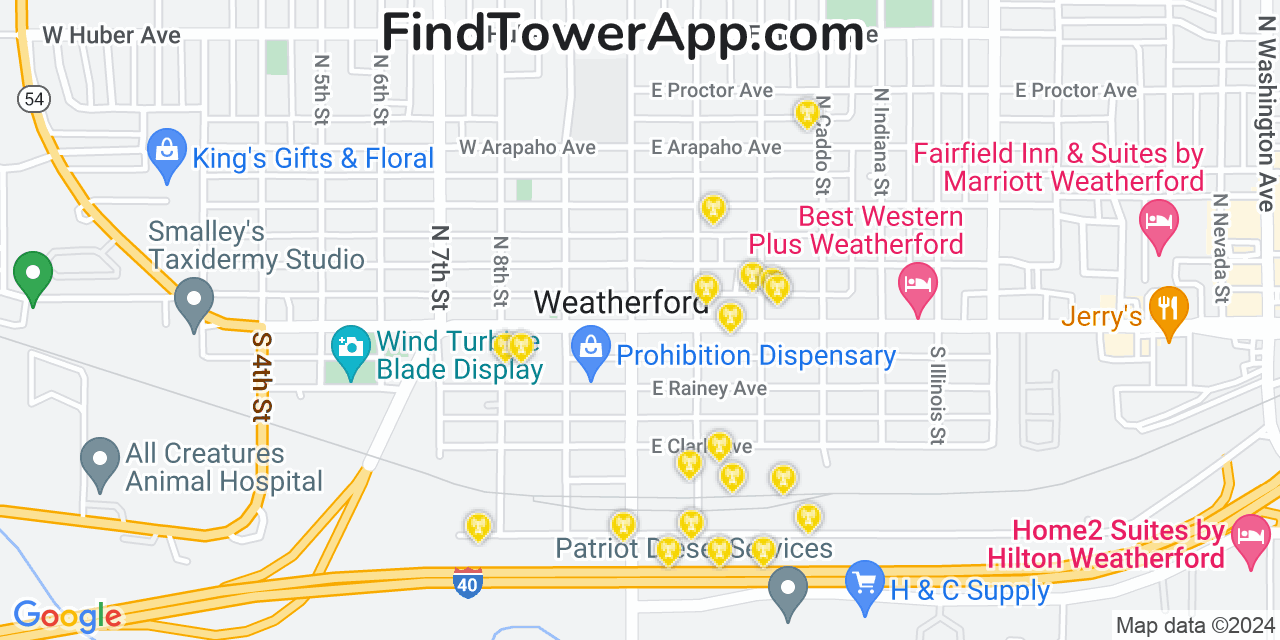 T-Mobile 4G/5G cell tower coverage map Weatherford, Oklahoma