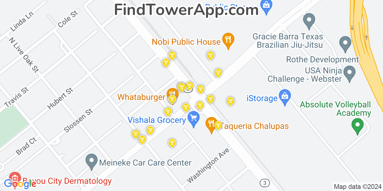AT&T 4G/5G cell tower coverage map Webster, Texas