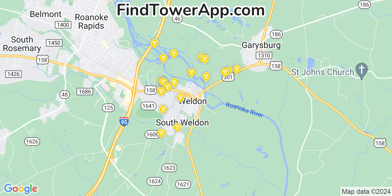 T-Mobile 4G/5G cell tower coverage map Weldon, North Carolina