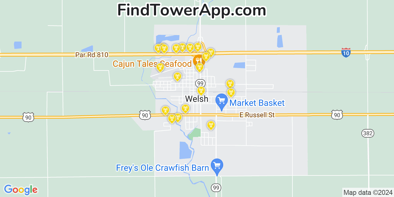 T-Mobile 4G/5G cell tower coverage map Welsh, Louisiana