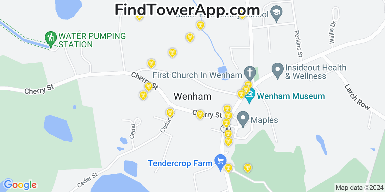 Verizon 4G/5G cell tower coverage map Wenham, Massachusetts