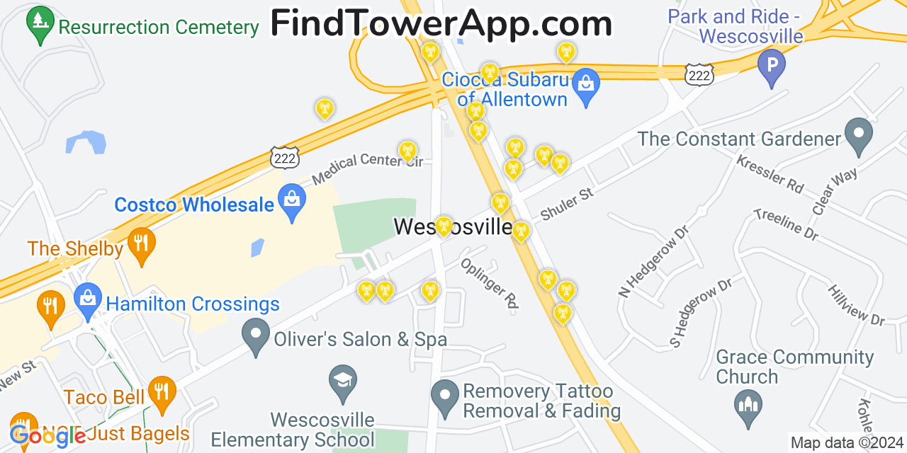 Verizon 4G/5G cell tower coverage map Wescosville, Pennsylvania