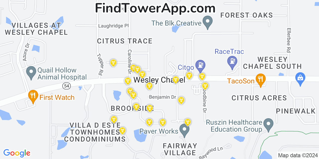 Wesley Chapel Florida Cell Tower Coverage Map