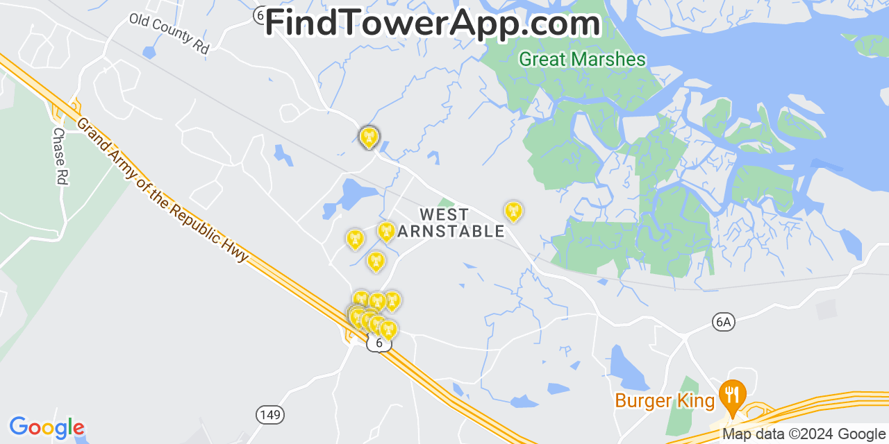 T-Mobile 4G/5G cell tower coverage map West Barnstable, Massachusetts