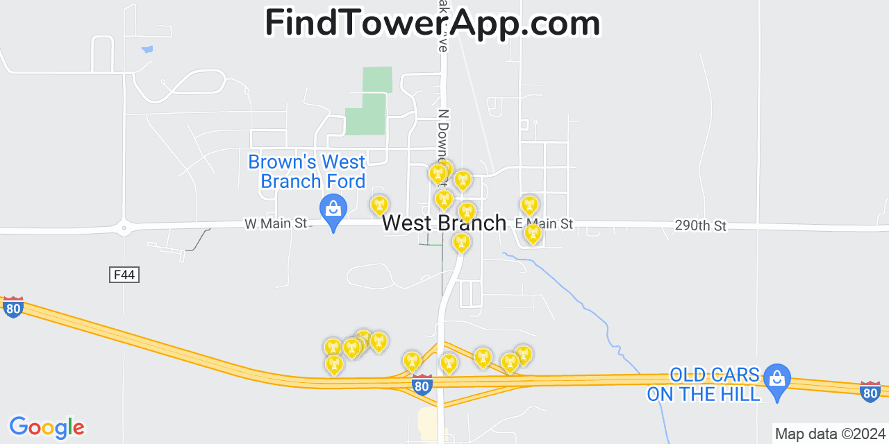 T-Mobile 4G/5G cell tower coverage map West Branch, Iowa