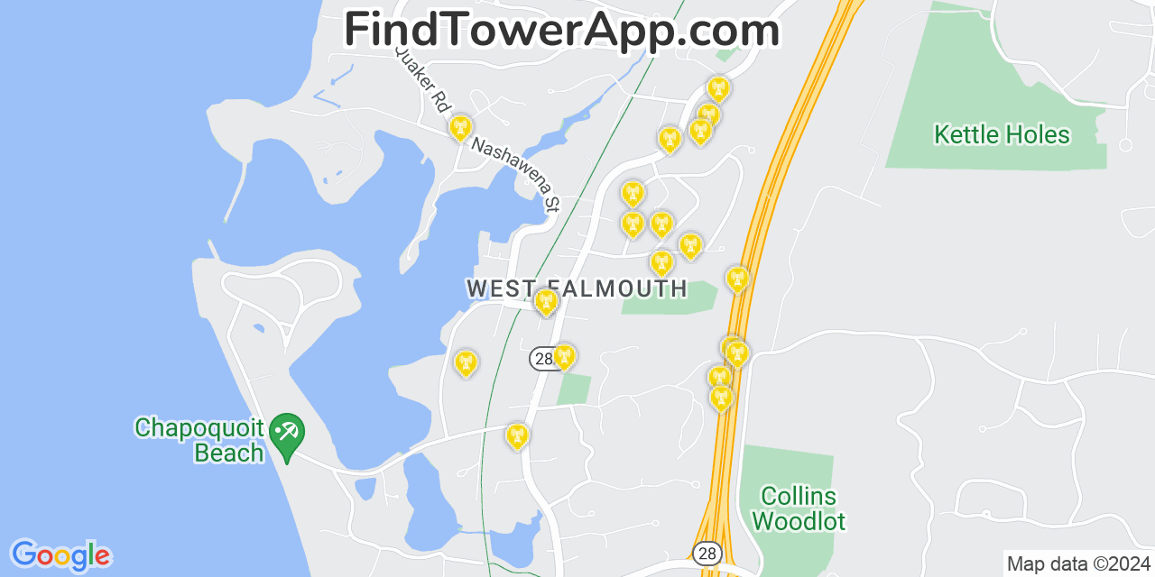 Verizon 4G/5G cell tower coverage map West Falmouth, Massachusetts