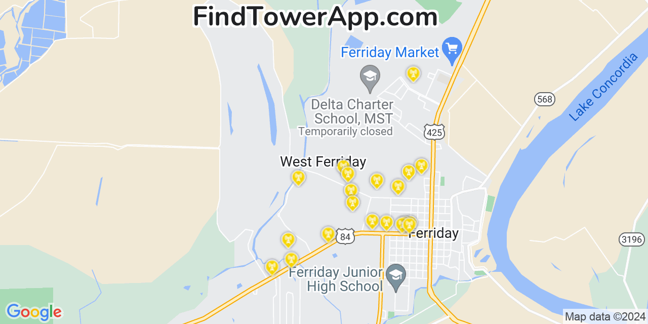 T-Mobile 4G/5G cell tower coverage map West Ferriday, Louisiana