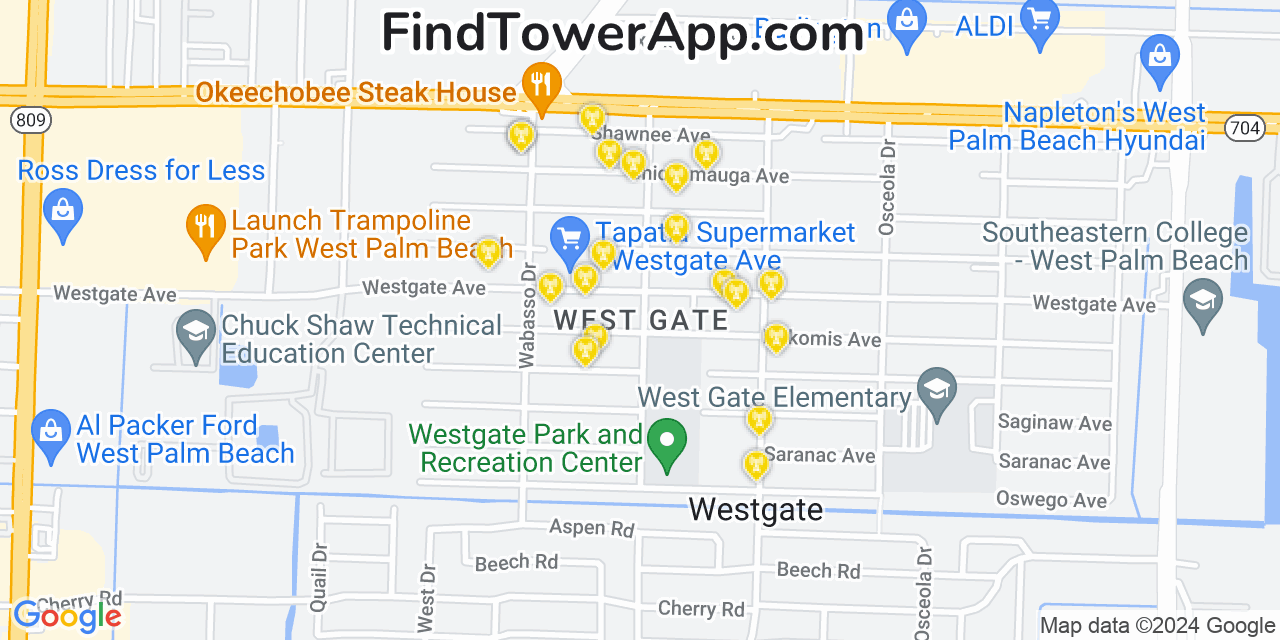 T-Mobile 4G/5G cell tower coverage map West Gate, Florida