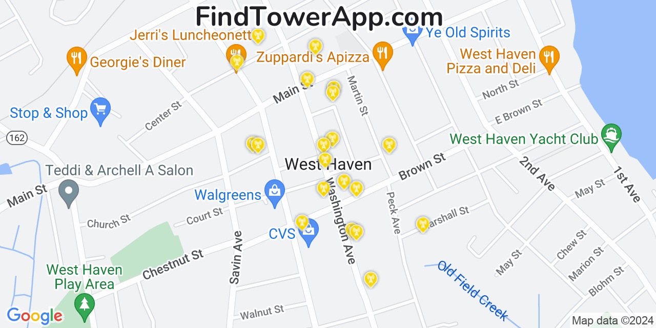 Verizon 4G/5G cell tower coverage map West Haven, Connecticut