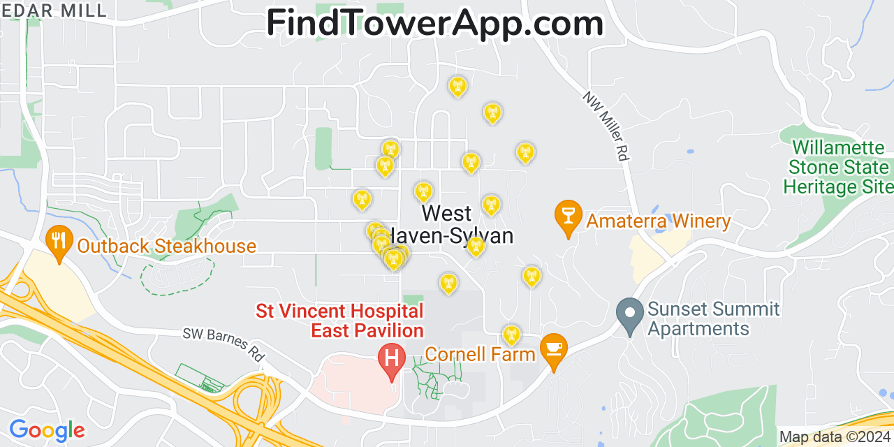 AT&T 4G/5G cell tower coverage map West Haven, Oregon