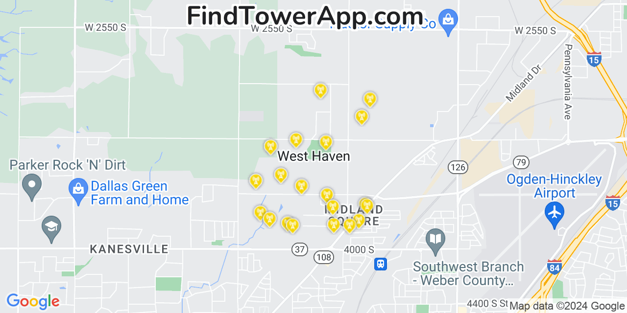 AT&T 4G/5G cell tower coverage map West Haven, Utah