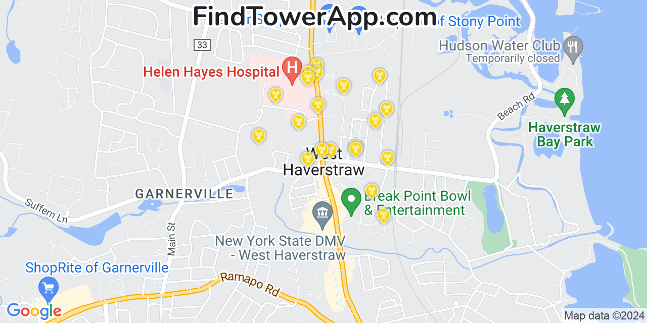 AT&T 4G/5G cell tower coverage map West Haverstraw, New York