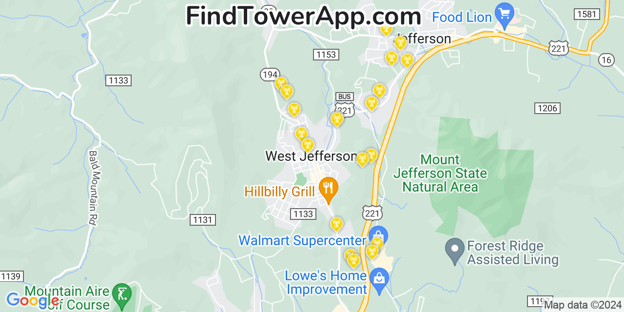 T-Mobile 4G/5G cell tower coverage map West Jefferson, North Carolina