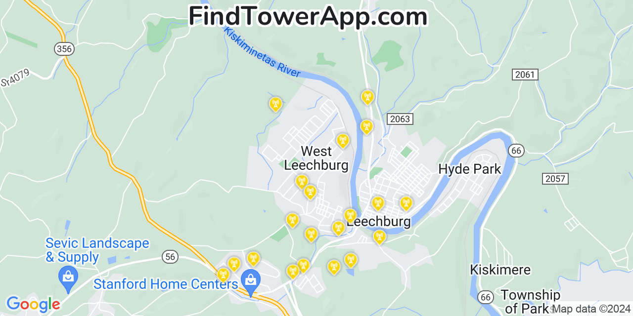 T-Mobile 4G/5G cell tower coverage map West Leechburg, Pennsylvania